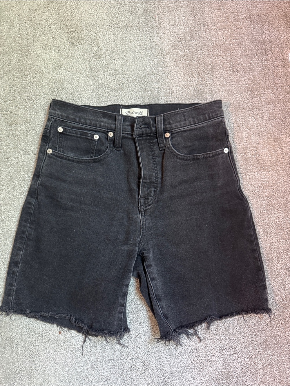 Madewell Women's Black Raw-Hem High-Rise Denim Shorts - size 26